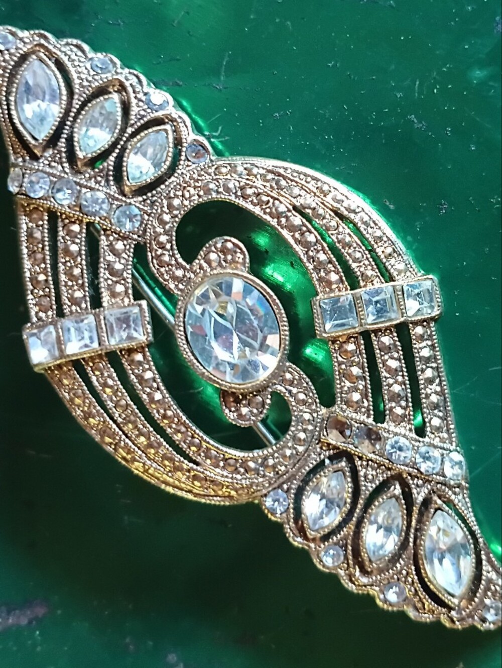 Vintage Gold Crystal Statement Brooch - Elegant Women's Jewelry
